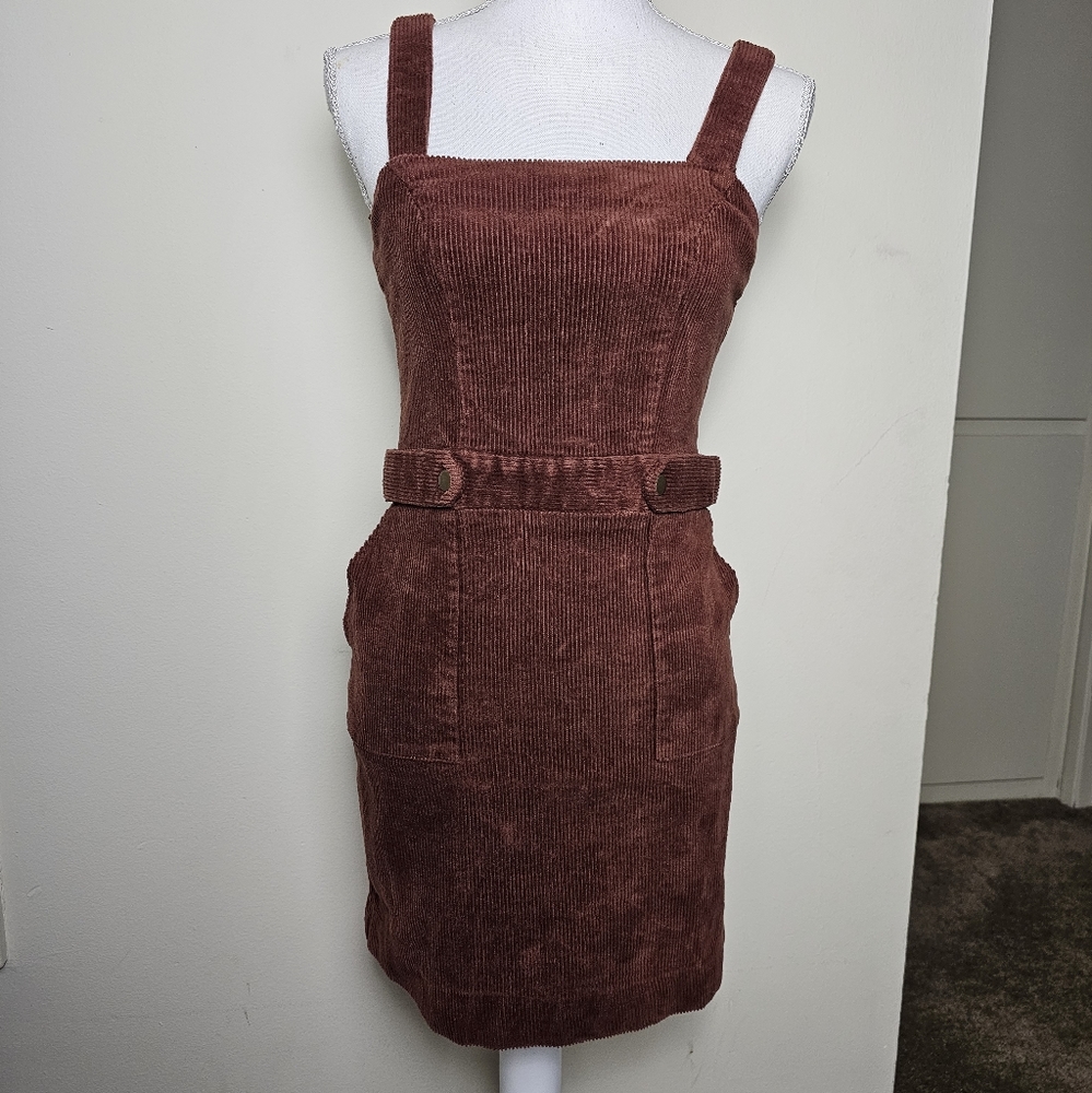 Naf Naf Brown Corduroy Overall Dress